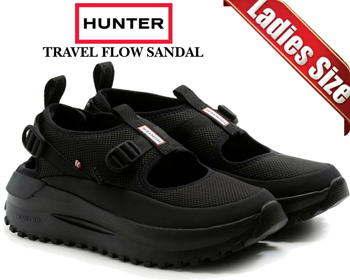 ハンター ユニセックス トラベル フロー サンダル ブラック HUNTER UNISEX TRAVEL FLOW SANDAL BLACK uff7103msh-blk