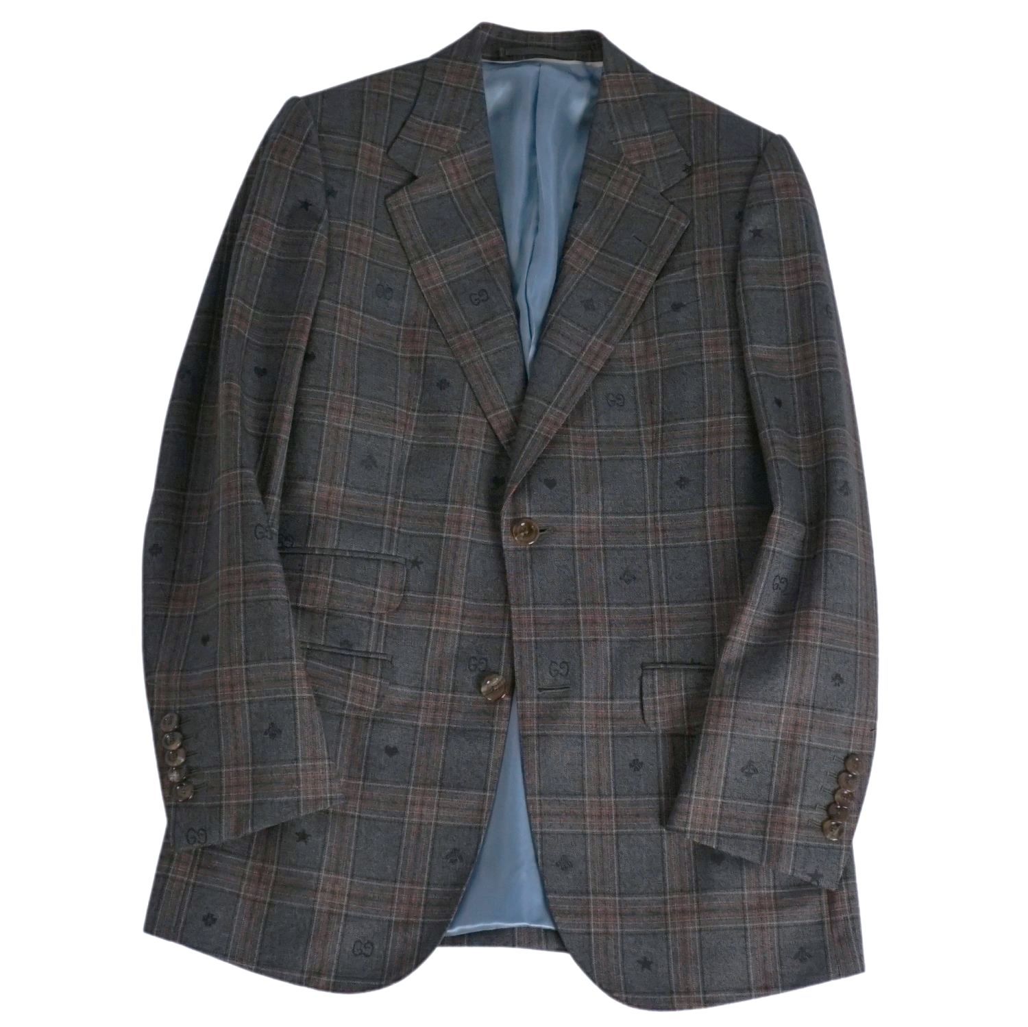 極美品 グッチ GUCCI セットアップ スーツ シングル チェック ウール