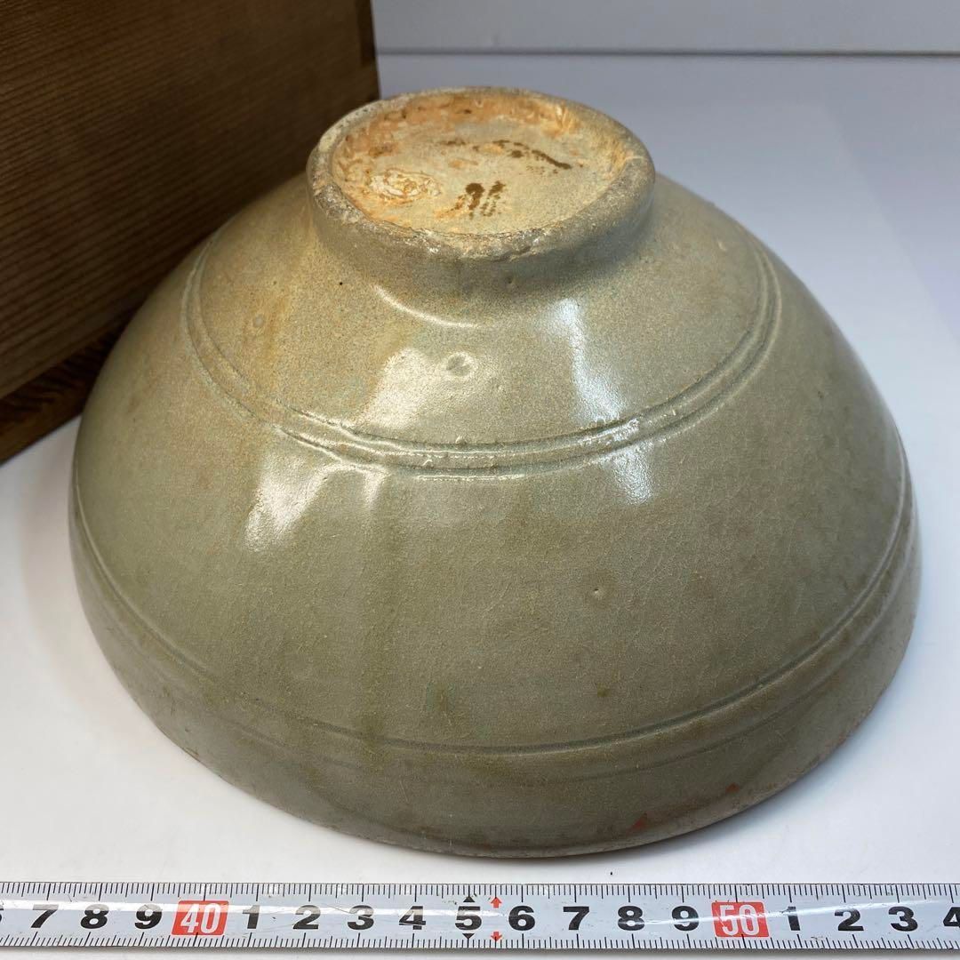 高麗青磁線文鉢 木 幅約22.5㎝ 本Y6-0509 1F