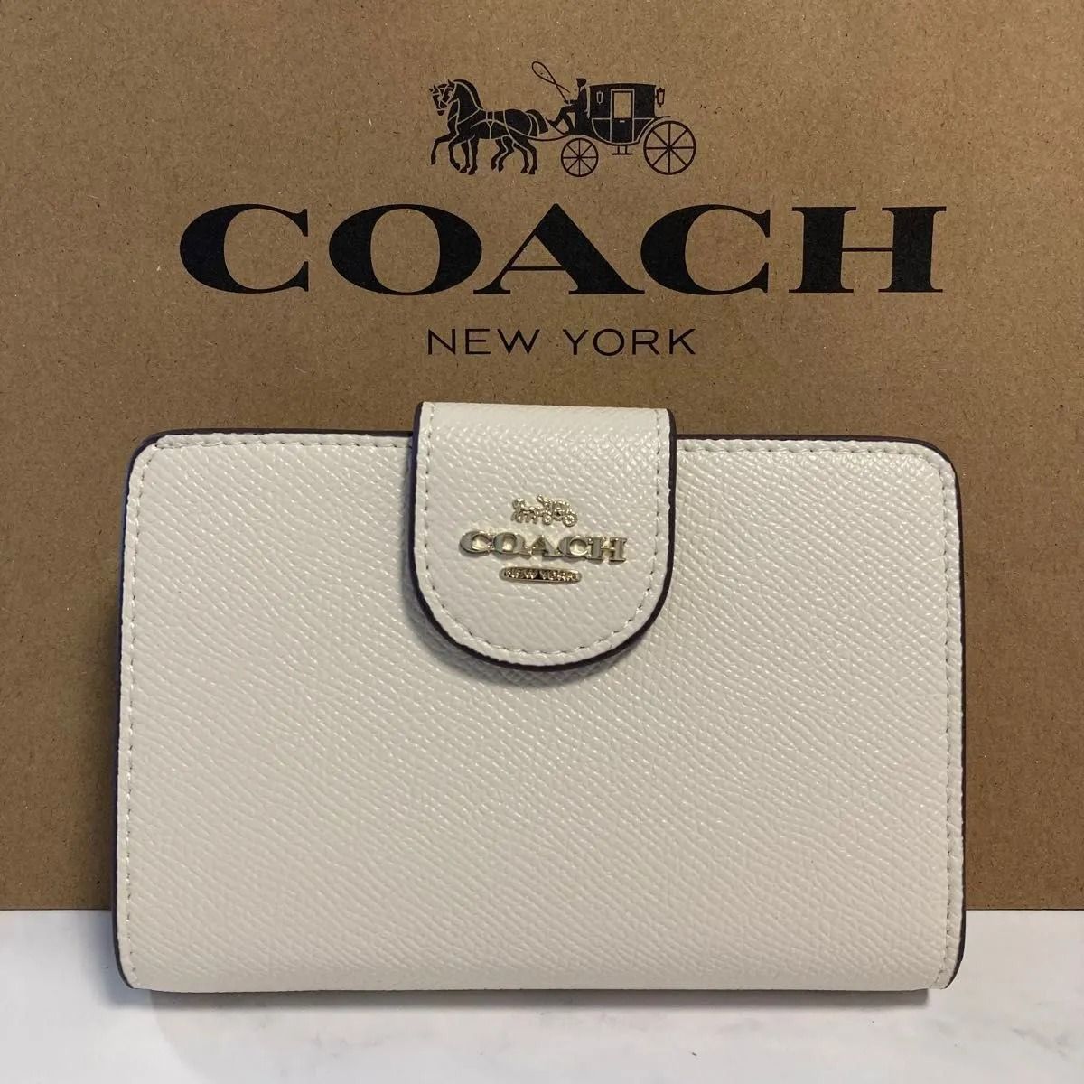 新品 COACH 長財布 コーチ 二つ折り財布 レディース メンズ ホワイト 白 - メルカリ