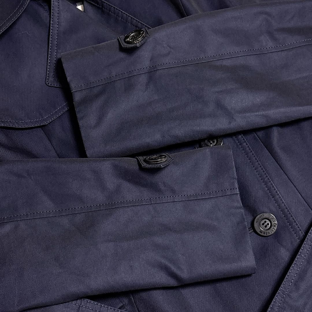 Aquascutum ダブルトレンチコート 8S ネイビー 無地 NICORILABO_COM