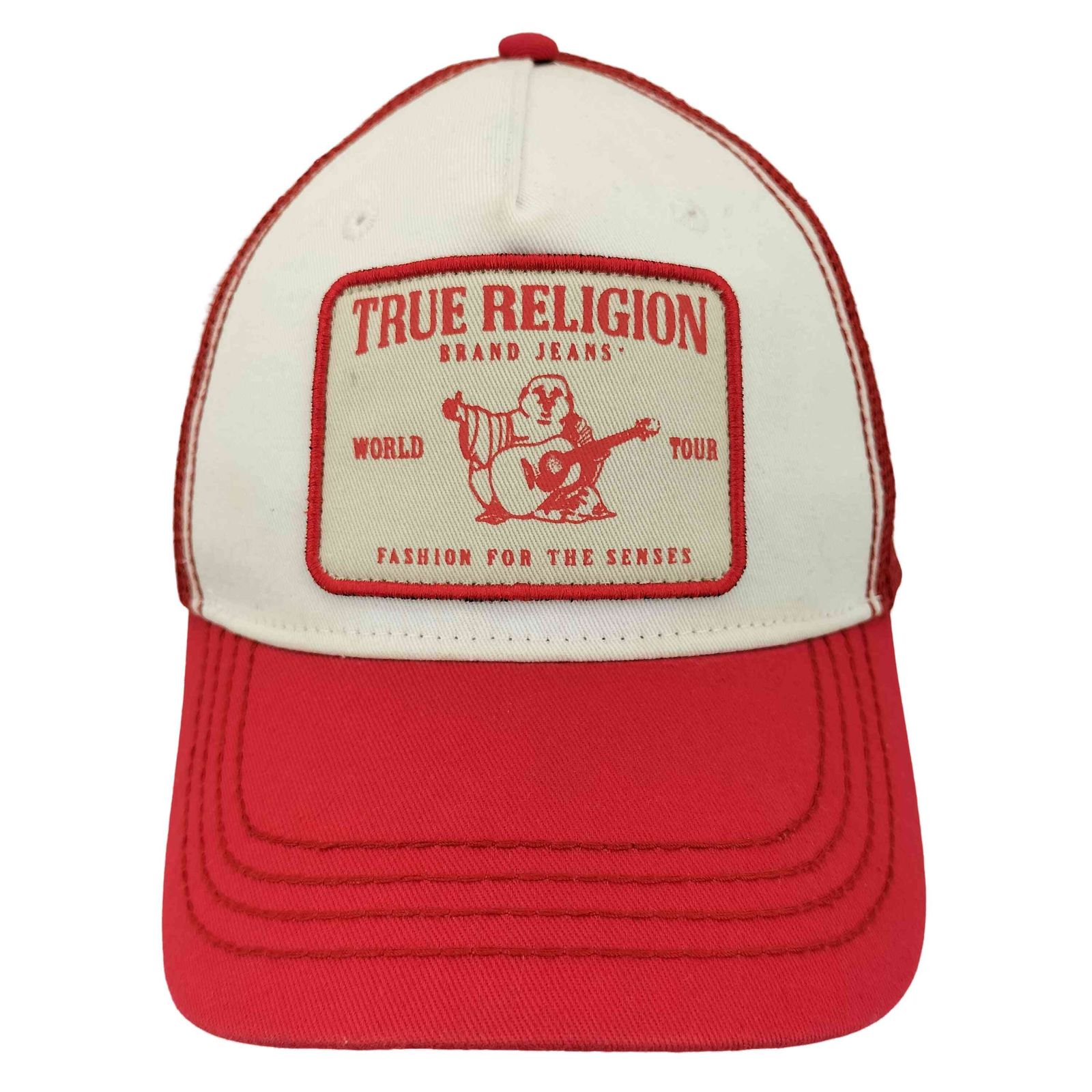 トゥルーレリジョン TRUE RELIGION メッシュ キャップ ヴィンテージ加工 USED加工 帽子 刺繍 レザー バック アジャスター 緑 メンズ レディ TRUE RELIGION カモフラージュ メッシュキャップ TRUE RELIGION