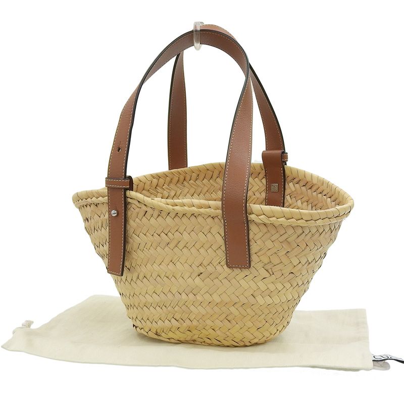 ロエベ LOEWE バスケットバッグ スモール トートバッグ かごバッグ ラフィア レザー ナチュラル タン 327.02.S93 新入荷 OB2650 USTAUSTRALIA_COM_AU