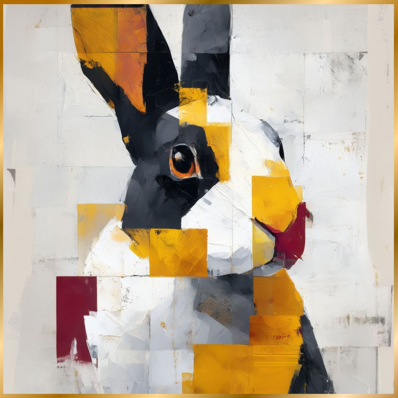 Color Symphony Netherland Dwarf Rabbit ネザーランド ドワーフ ラビット 兎 うさぎ 幾何学 抽象画 アート モダン 北欧風 インテリア うちの子記念日 ペットロス アートポスター 兎の絵 兎のイラスト