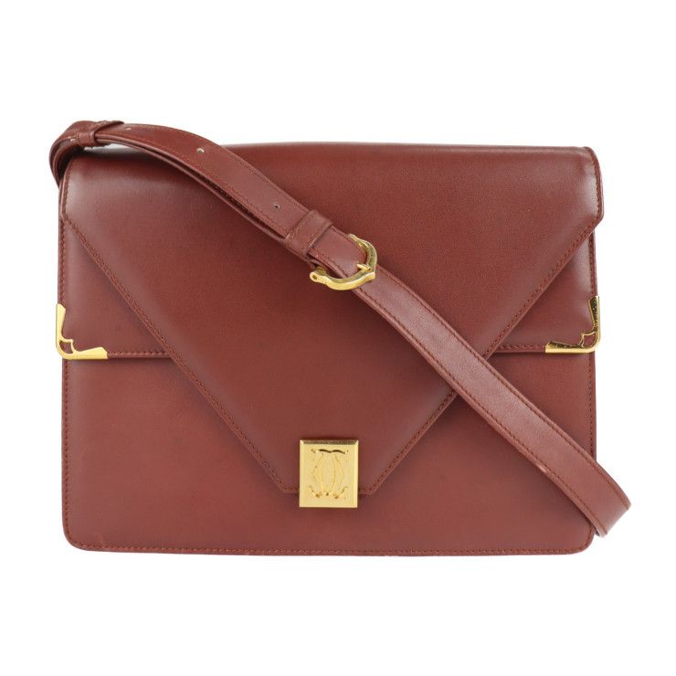 美品 カルティエ マストライン ショルダーバッグ ゴールド金具 レザー ボルドー Cartier カルティエ マストライン ショルダーバッグ ボルドー