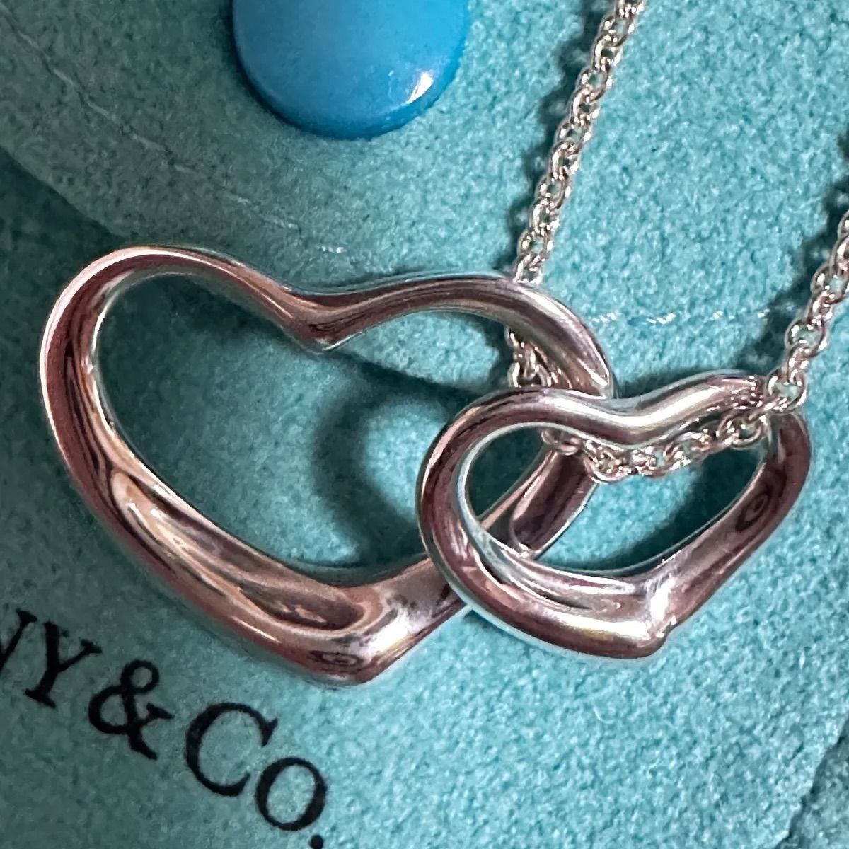 レア物TIFFANY&Co. ティファニー ダブルオープンハートネックレス大&中 