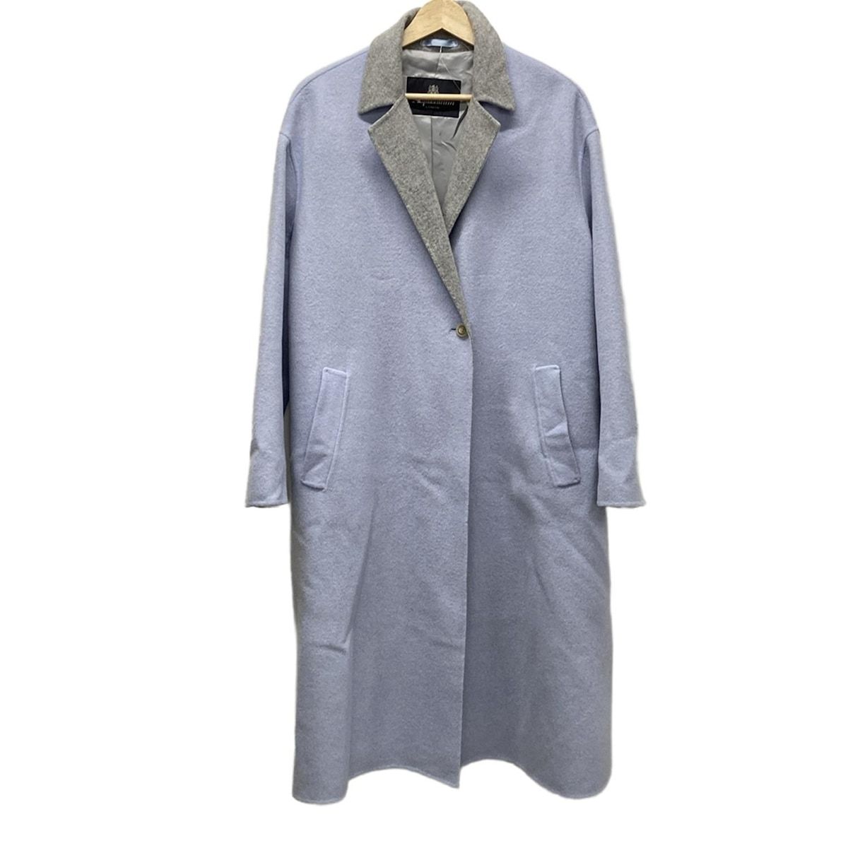 Aquascutum アクアスキュータム コート サイズ10 L レディース - ライトブルー×グレー 長袖|冬|秋