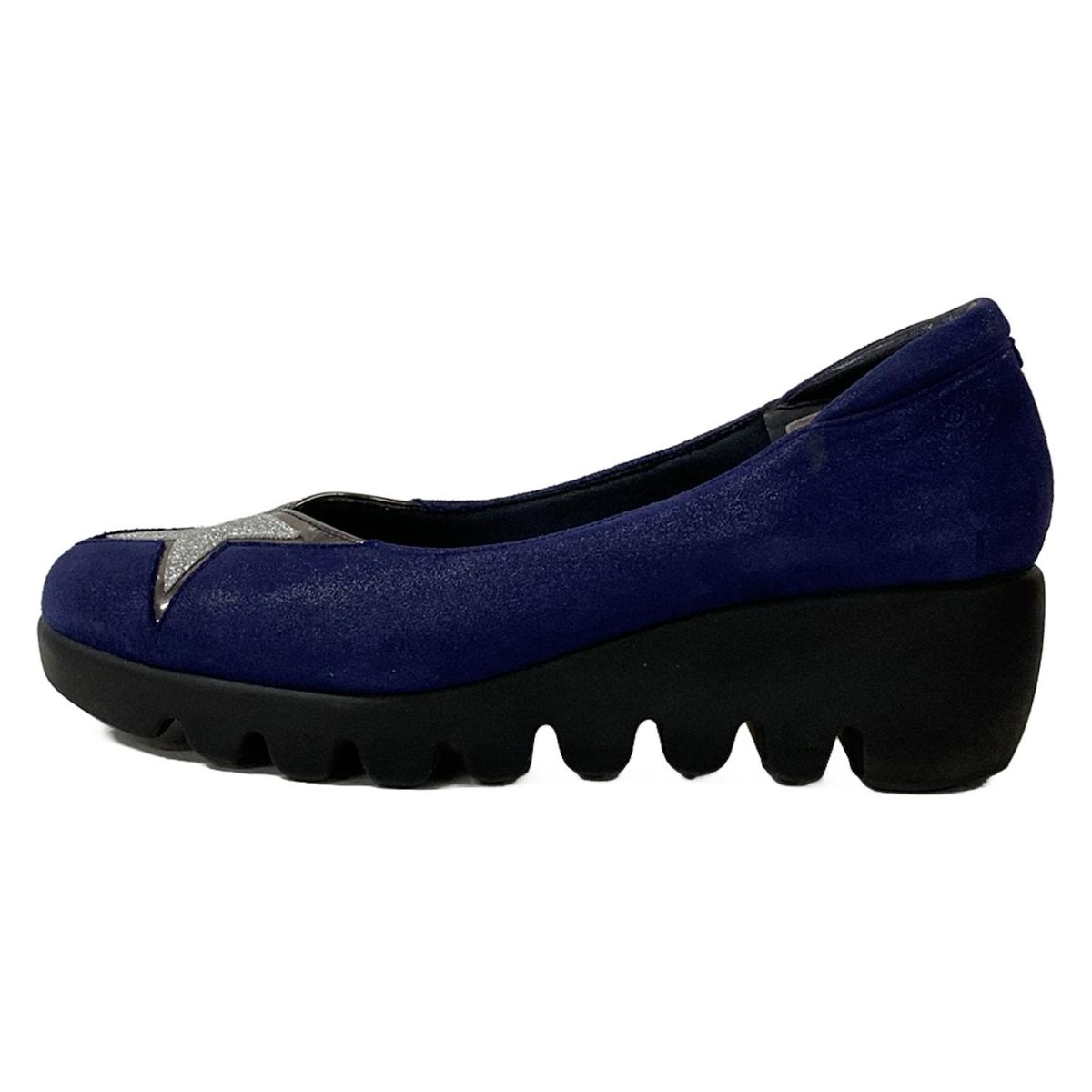 ヒルズ アベニュー Hills Avenue 自由が丘 パンプス 23 レザー×スパンコール ネイビー レディース ウェッジソール 靴 Hills Avenue 自由が丘(ヒルズ アベニュー) パンプス 23.5 レディース