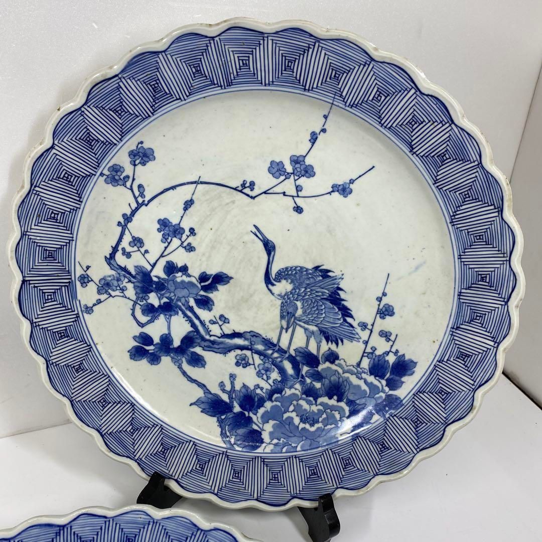 古伊万里 染付輪花大皿 2枚 直径37㎝ 東な7-0114③ - メルカリ