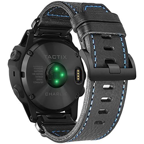 BlackBlue Stitching_22MM GARMIN ガーミンウォッチバンド 22MM F?nixInstinctVivoactiveApproachMARQQuatixD2ForerunnerEnduroシリーズ用 Hemsutイタリア本革製スマー