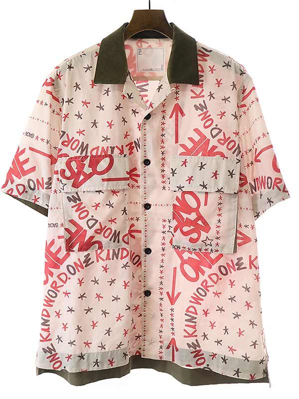 sacai サカイ SAMPLE/23SS Eric Haze Print Shirt グラフィックショートスリーブシャツ ピンク