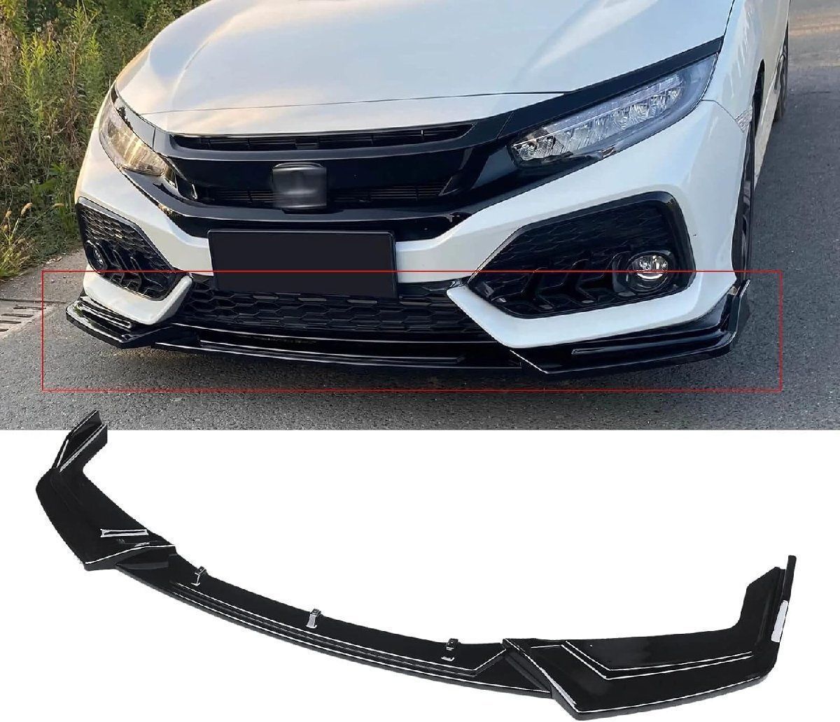 フロントスポイラー ホンダ シビック 10代目 FK7 ハッチバック 適合 2017年9月~2020年11月 フロントリップ リップスポイラー ABS製 塗装