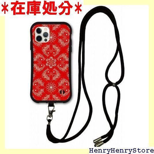 スマホショルダー付 iPhone15 ケース スマホケース i-coronケース アイフォン15互換品カバー 耐衝撃 保護 TPUケース スマホカバー ダマスク柄 レッド かわいい 1261