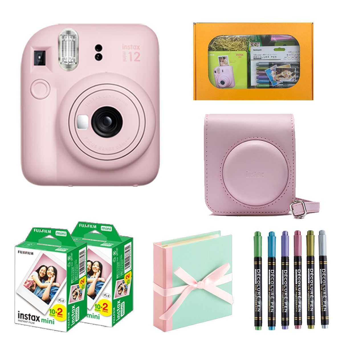 【ギフト チェキ】富士フィルム チェキ インスタントカメラinstax mini12【ブロッサムピンク】カメラケース付きギフトBOXセット