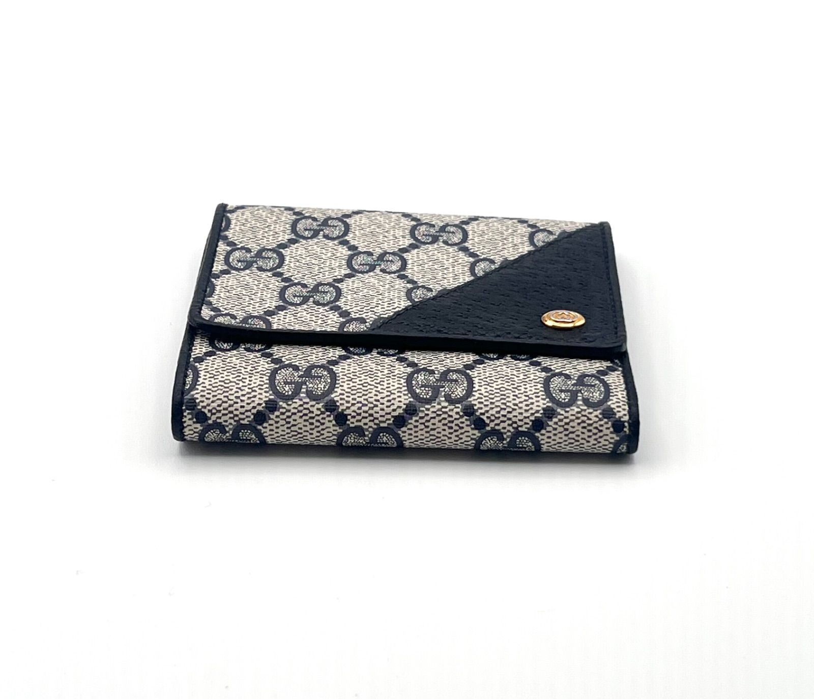 GUCCI グッチ 三つ折り 財布 GG コンパクト 財布 ネイビー