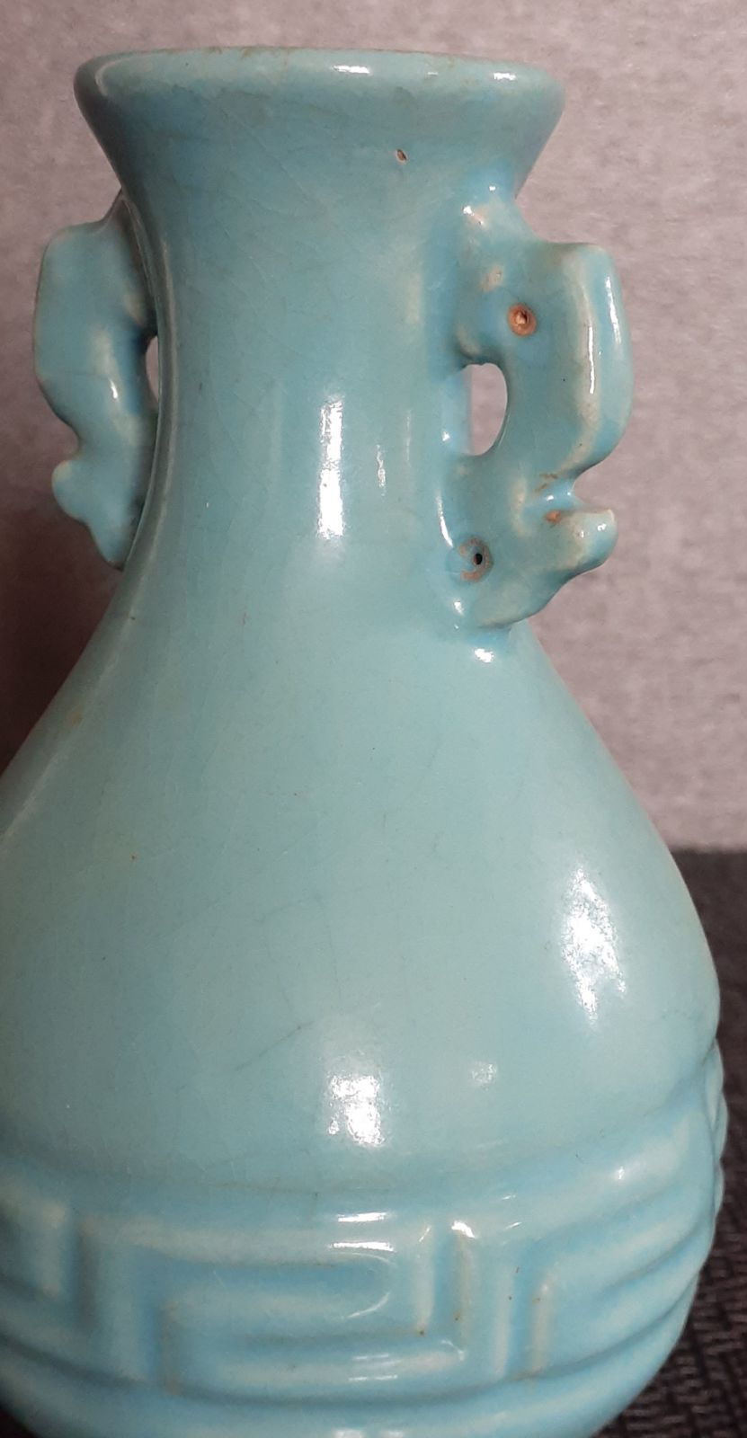 中国古美術　中国古陶磁器　古玩　民国期　倣】宋時代　汝窯　双耳瓶　茶道具　花入 中国古美術 中国古陶磁器 古玩 民国期 倣】宋時代 汝窯 双耳瓶