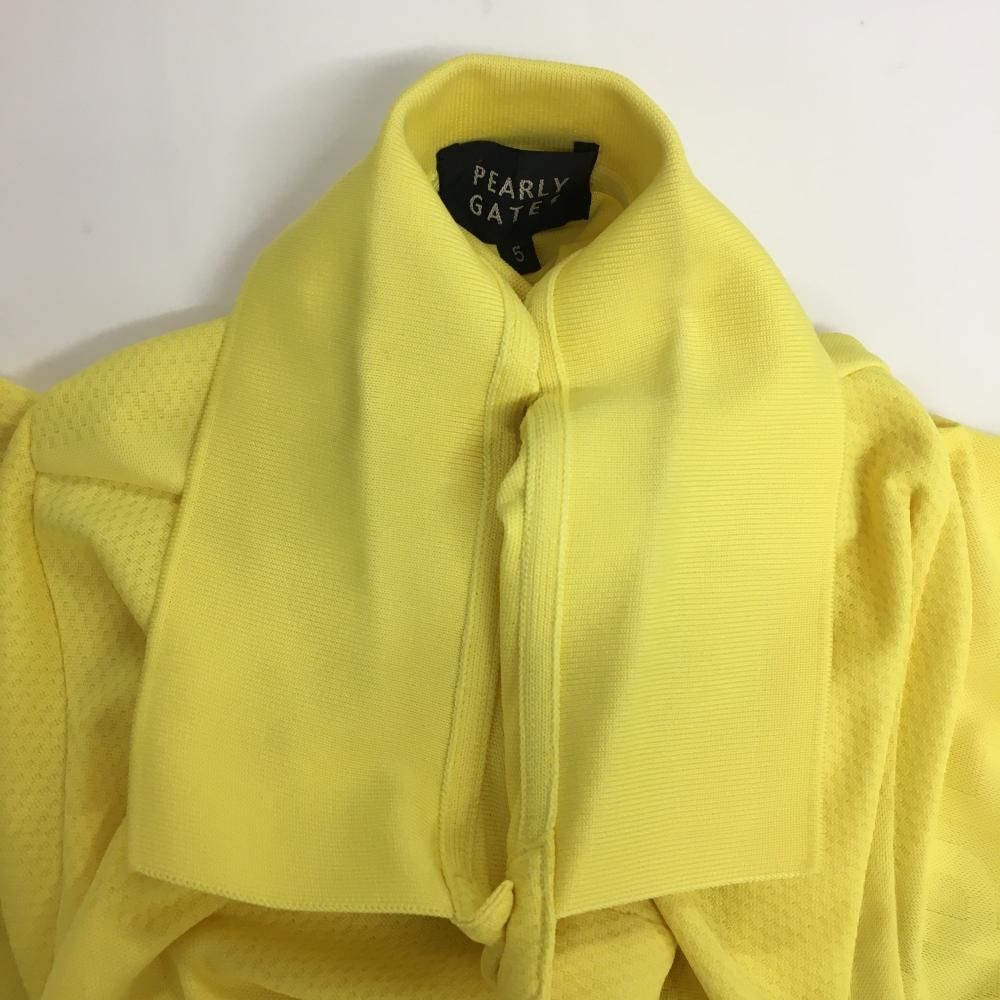 美品】パーリーゲイツ 半袖ポロシャツ イエロー 地模様 ロゴネイビー