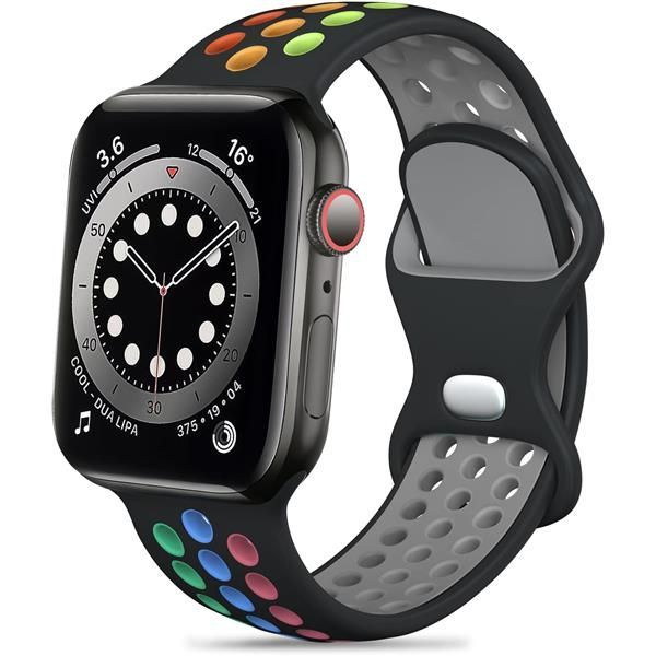 Apple Watch スポーツ バンド 42/44mm 異色 ブラック/レインボー