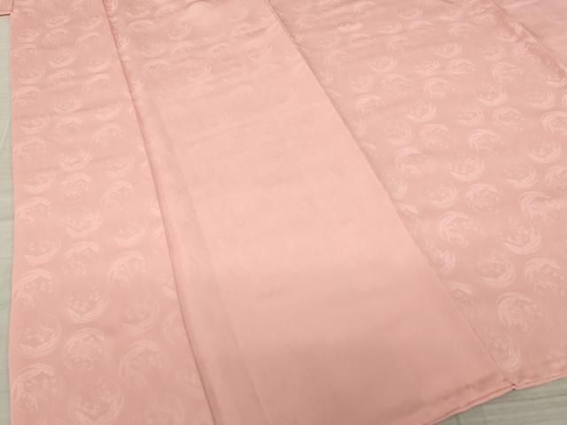 平和屋着物▽上質な色無地 花丸地紋 薄紅色 大丸扱い 正絹 逸品