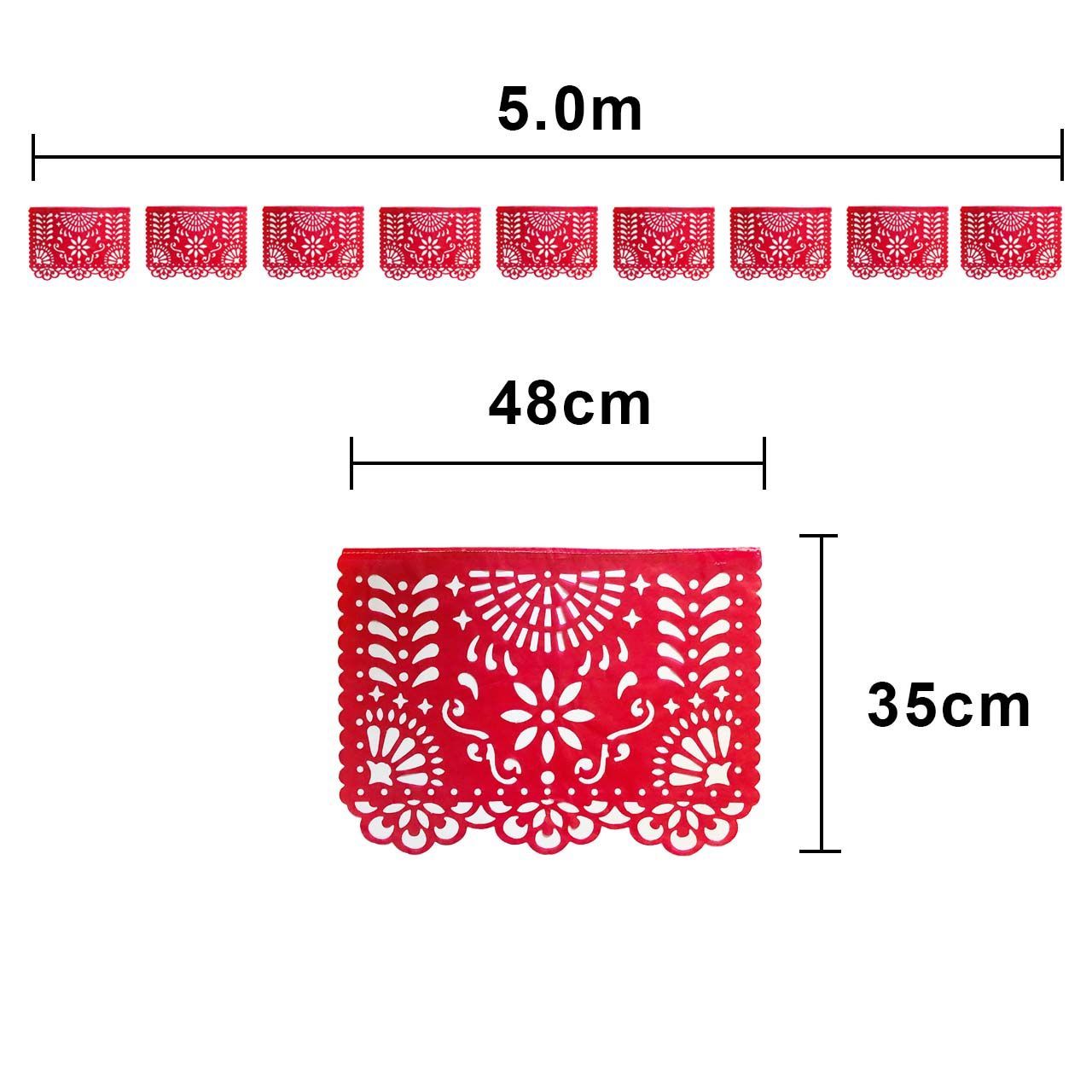 パペルピカド・1セット9枚《花柄・赤一色・ビニール製》ガーランド