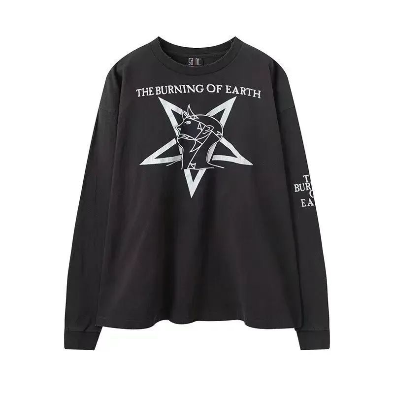 快適なフィット感SAINT MICHAELセントマイケル Burning Of Earthロングスリーブ 長袖Tシャツ　ユニセックス　新作登場