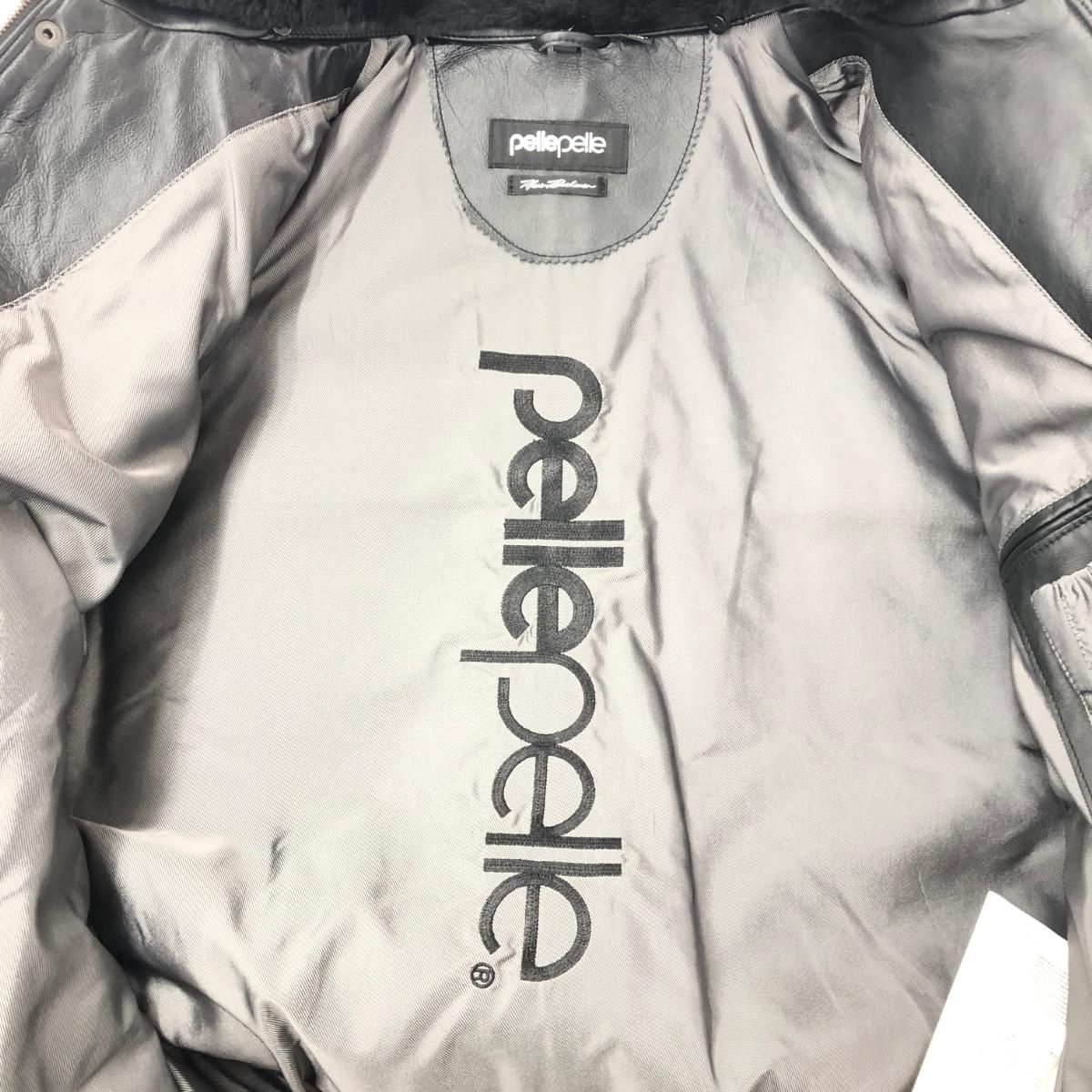 良好 pelle pelle ペレペレ レザージャケット 46 ブラック メンズ 