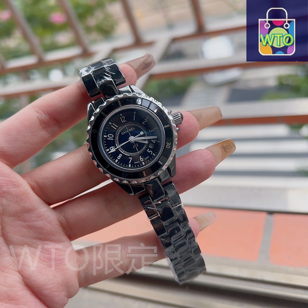 並行輸入品CHANELクォーツ12JレディースHIRO Chanel J12 Black Ceramic Diamond Dial & Bezel Box &Booklets