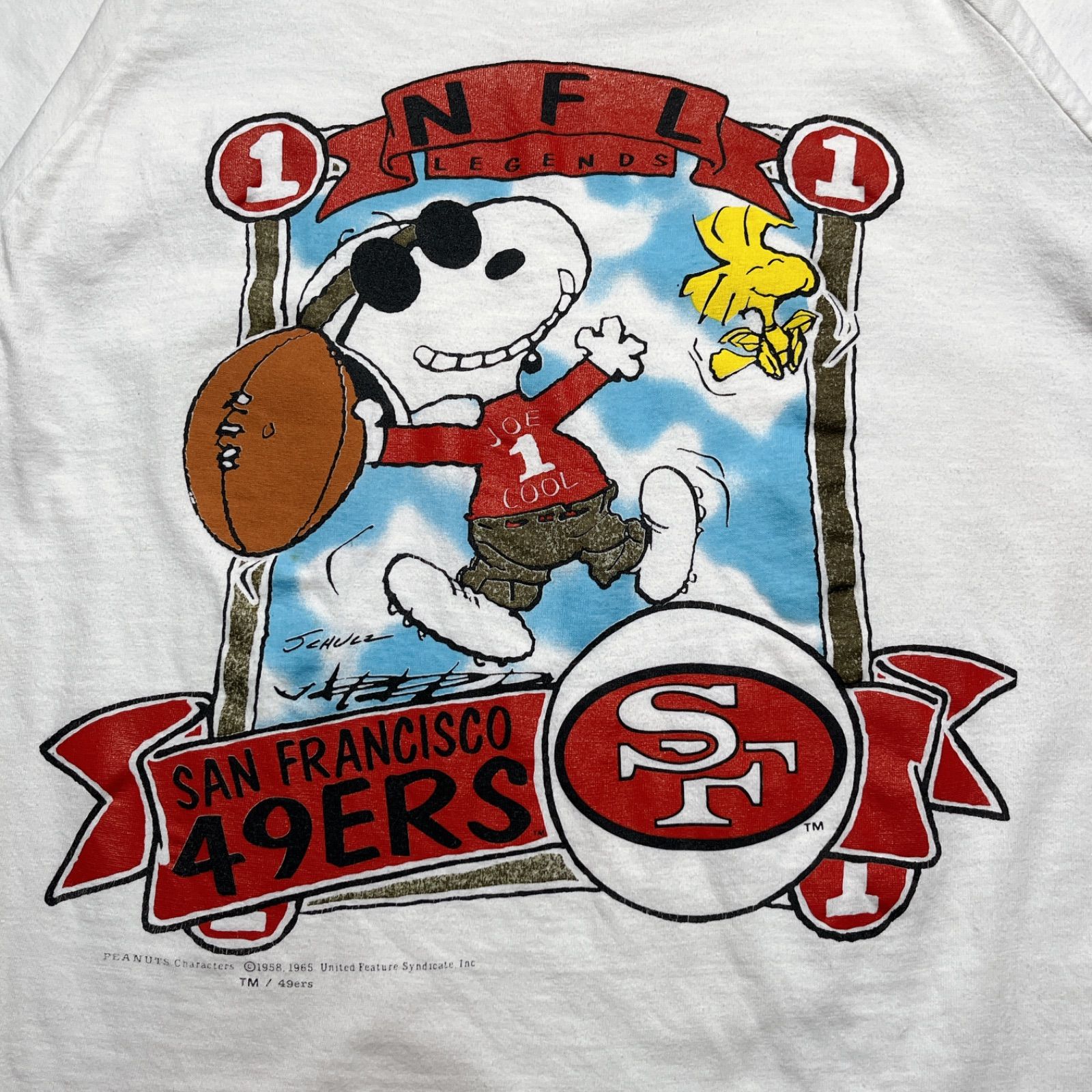 90's snoopy joe cool NFL San Francisco 49ERS vintage-shirt XL 白