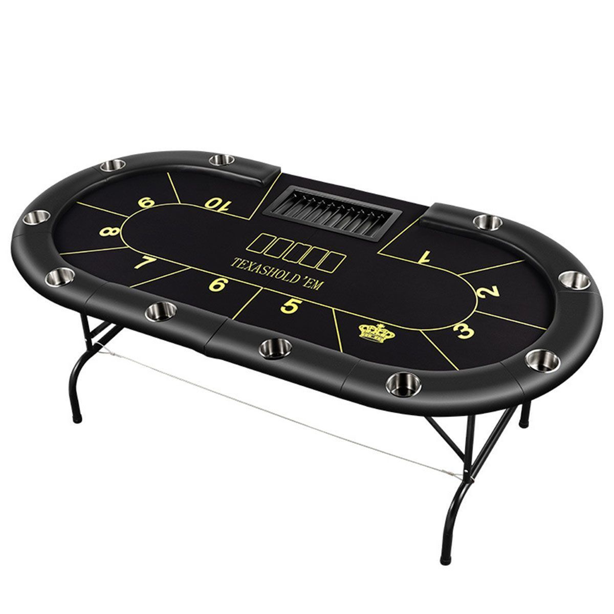脚付き ポーカーテーブル 折りたたみ カジノ テキサス ホールデム ポーカーマット テーブル カップホルダー付き 幅213cm×奥