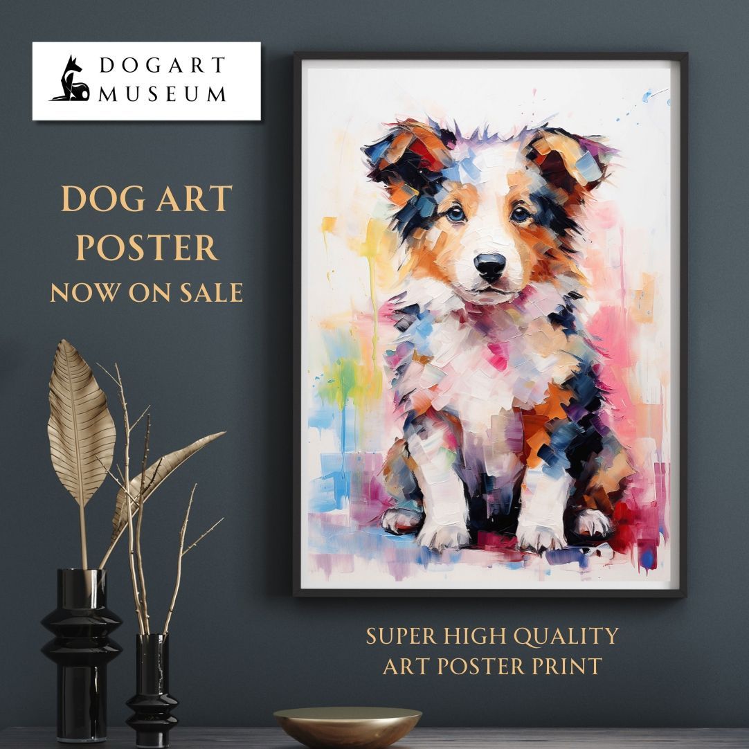 まなざし - ラフコリー犬の子犬 No.1】ジークレー版画＊名入れOK