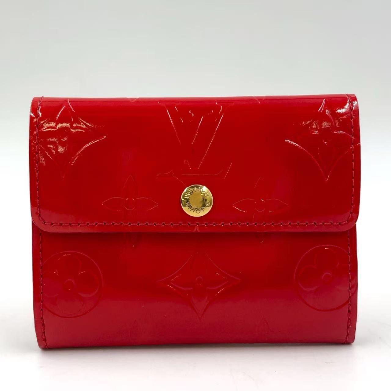 LOUIS VUITTON ラドロー モノグラムヴェルニ モノグラムヴェルニ ポムダムール レザー レッド コインケース ゴールド M91978