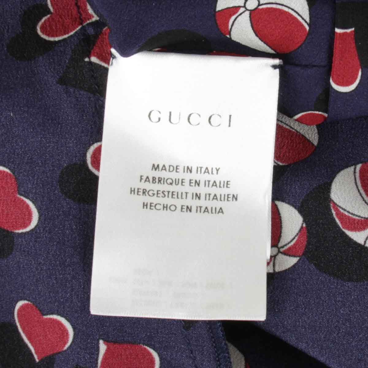 グッチ ビーチボール×ハートプリント ワンピース シルク ネイビー