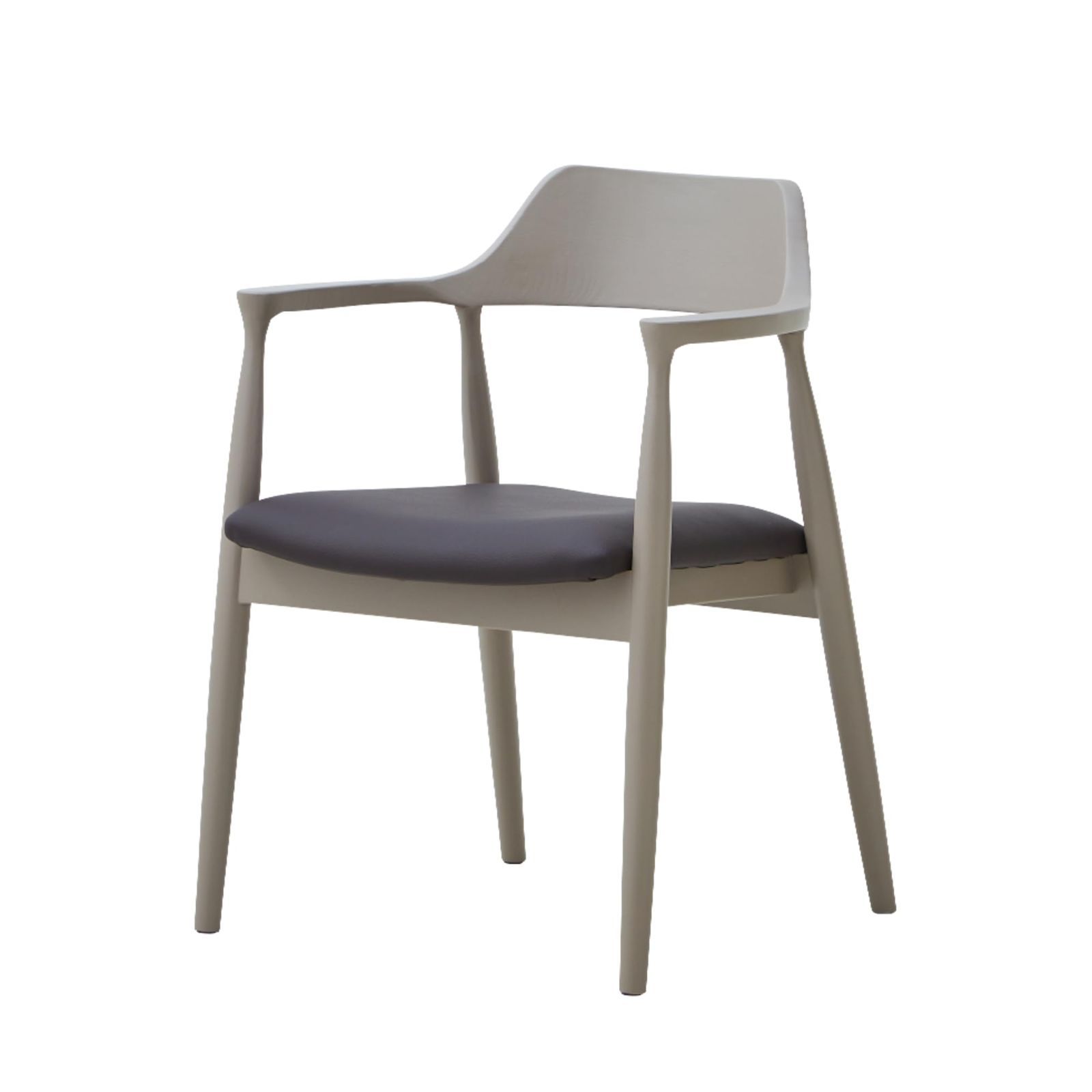 ダイニングチェア 食卓椅子 木製 肘付き 関家具 ロジャー ライトグレージュ 合皮ブラウン 関家具