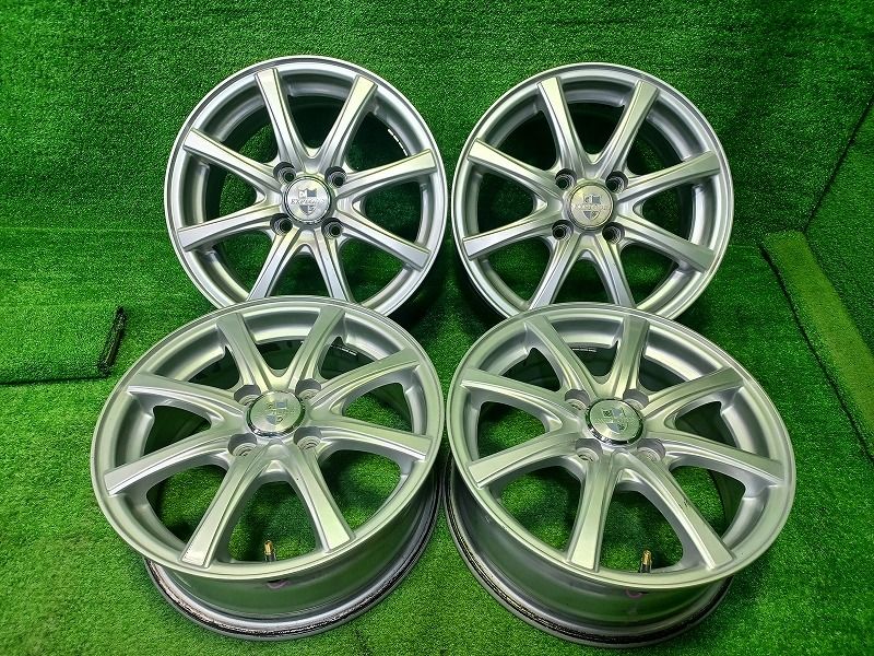 社外 エクスプラウド ﾔﾘｽ ｱｸｱ ホイール アルミ シルバー 14インチ 5.5J 4穴 4本 100 38