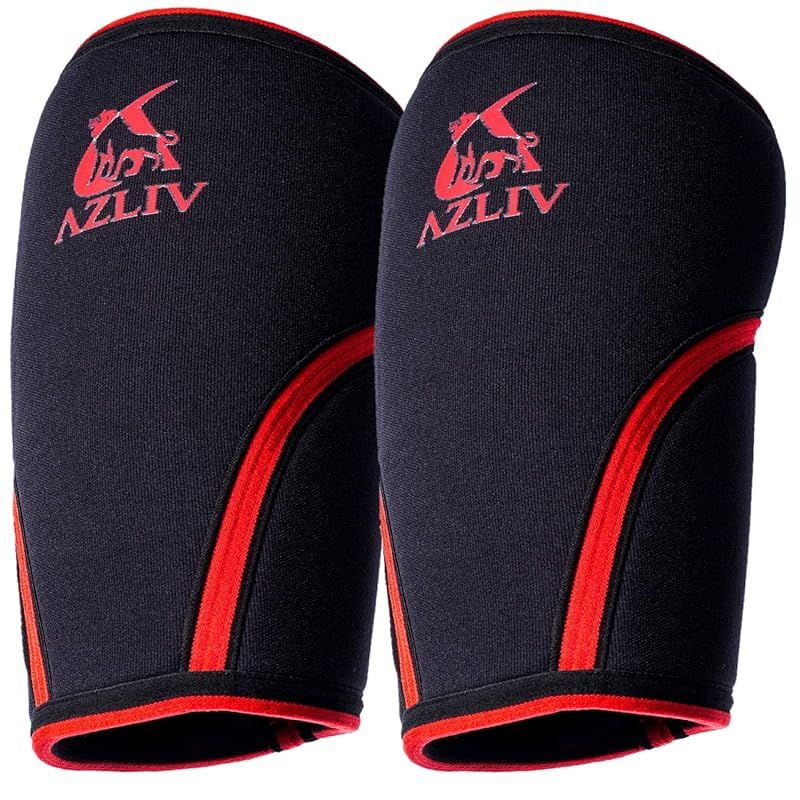 AZLIV (アズリブ) ニースリーブ ニーサポーター 膝サポーター 7mm 筋トレ 筋力トレーニング スクワット ウエイトトレーニング ジム (赤， XL)