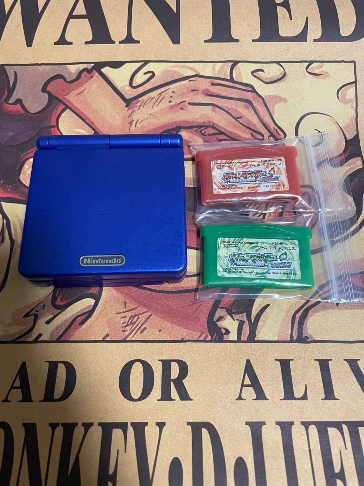 Nintendo ゲームボーイアドバンスSP ブルー 本体 ポケモン リーフグリーン ファイアーレッド 3点セット 動作 済み○