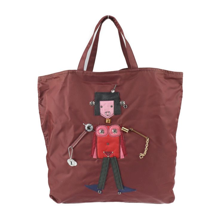 PRADA トートバッグ　ナイロン　三角ロゴプレート　ボルドー PRADA トートバッグナイロン三角ロゴプレートボルドー
