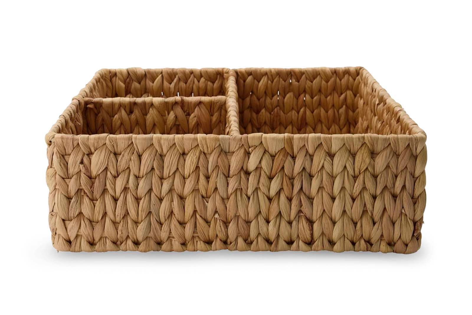 【在庫限り】【再入荷なし】ナチュラルな天然ウォーターヒヤシンスのコンパートメント収納バスケット　正方形型/137x262240200