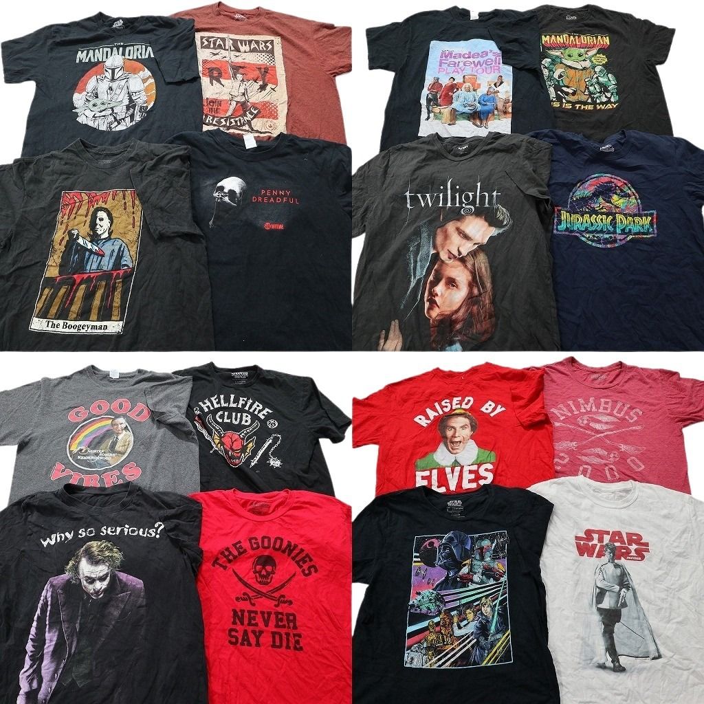 古着卸 映画 ドラマ 半袖Tシャツ 16枚セット メンズ Ｌ ジェイソン エルフ ジョーカー マンダロリアン 古着 NA0163