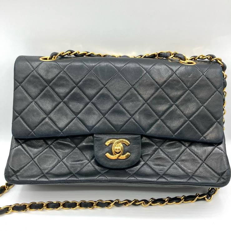 CHANEL マトラッセ Wフラップチェーンショルダー ラムスキン ゴールド