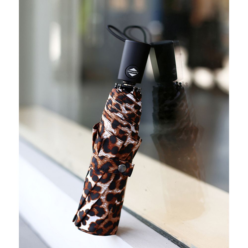 ヒョウ柄傘 女性 防風ロングハンドル傘 女の子 ヒョウ柄 折り畳み傘 おしゃれ ギャル 折りたたみ傘のみP_0