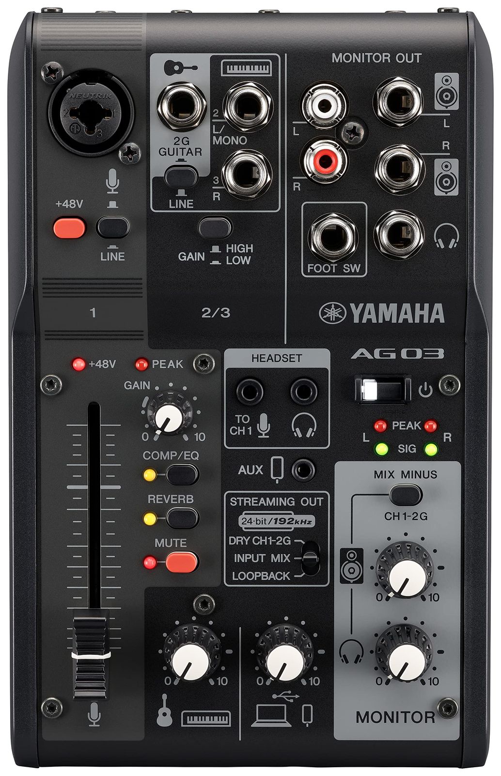 ヤマハ YAMAHA ライブストリーミングミキサー 3チャンネル ブラック AG03MK2 B - メルカリ