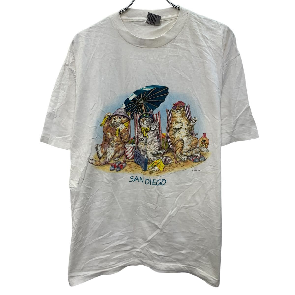 ONEITA 半袖 プリントTシャツ XL ホワイト オニータ プルオーバー 