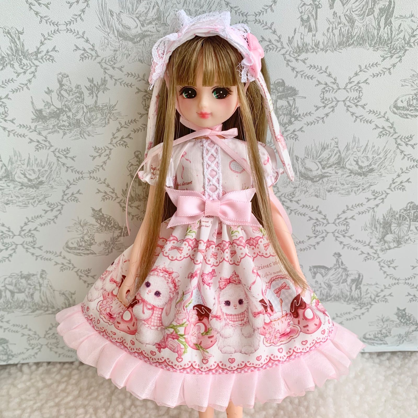 リカちゃん ロリータワンピース うさ耳ヘッドドレスセット
