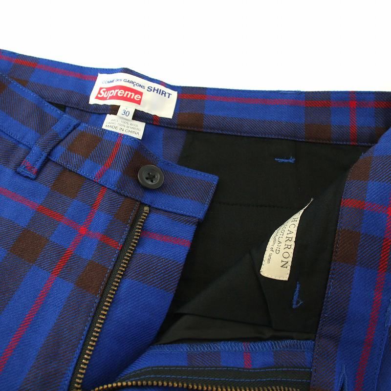 専用 サイズ32 15aw supreme コムデギャルソン チェックパンツ シュプリーム SUPREME 15AW COMME des GARCONS SHIRT タータン