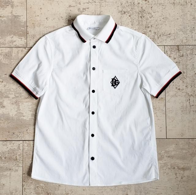 DOLCE & GABBANA 半袖シャツ ホワイト 購入 ドルチェ＆ガッバーナ D&G ☆ ロゴ 半袖 シャツ ホワイト 120cm 伊製