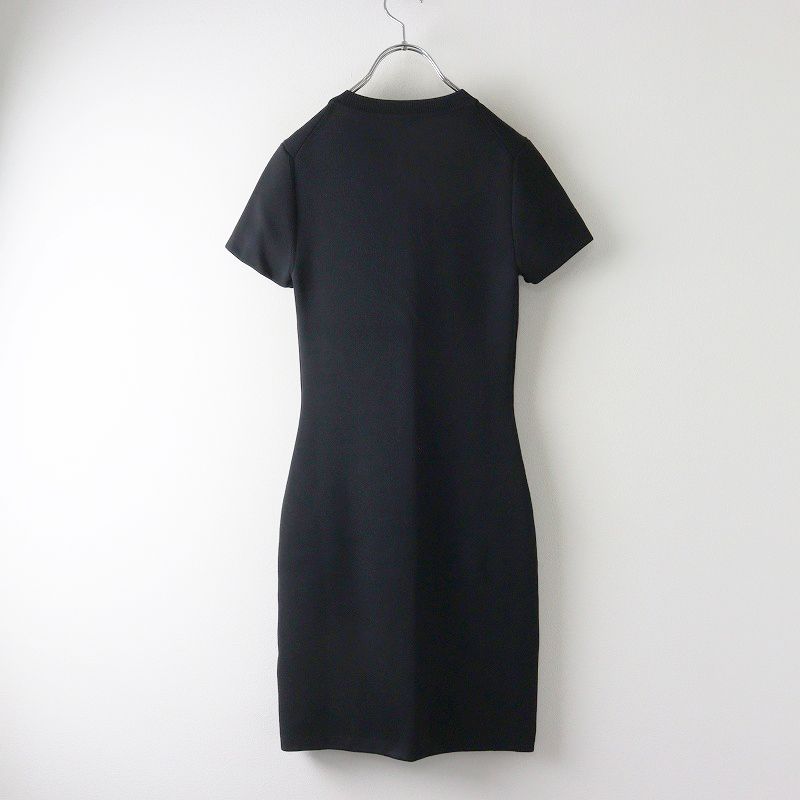 2025 SS エルメス HERMES チャーム装飾付き シルク混 ショートスリーブニットワンピース 34 ブラック 黒 半袖