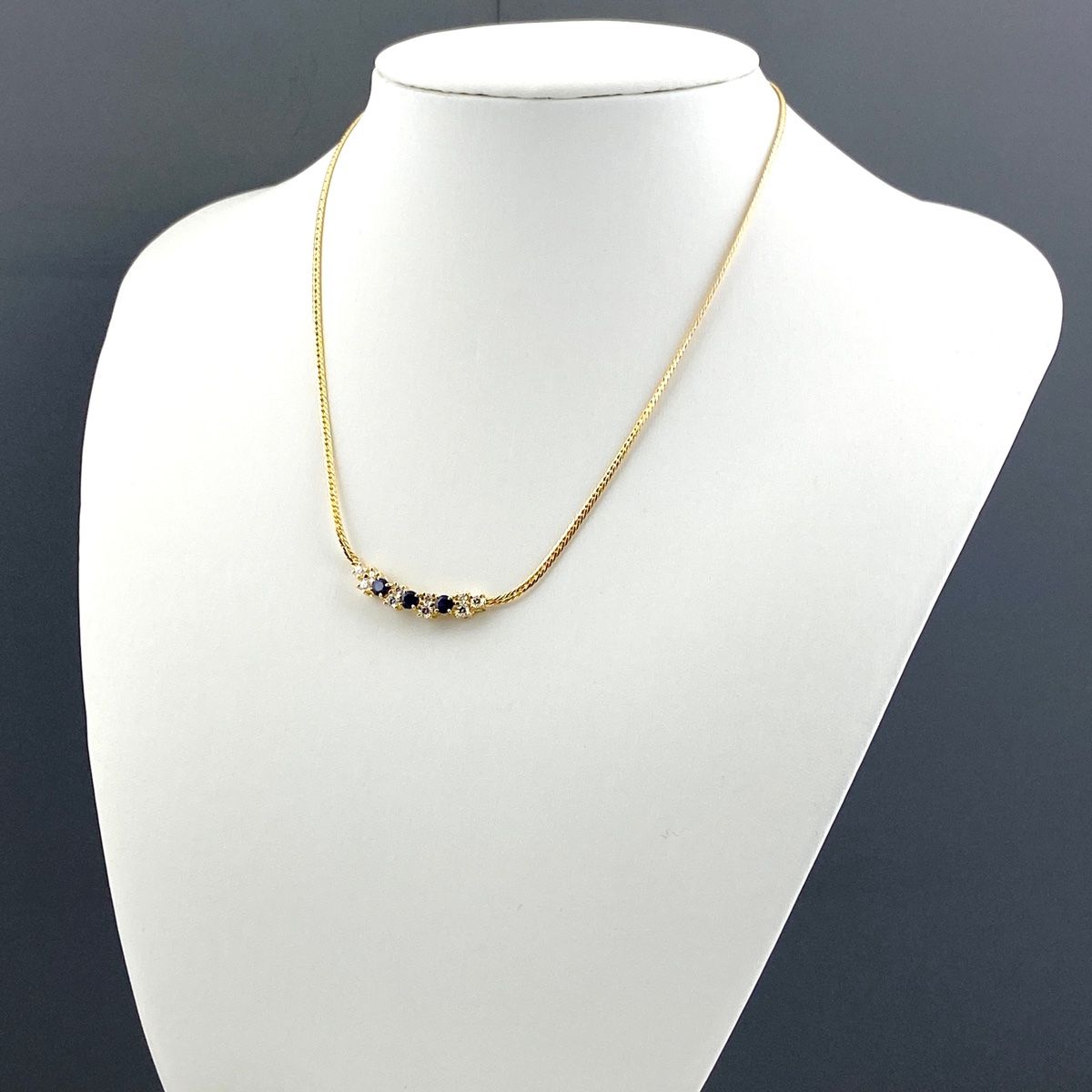 ミキモト MIKIMOTO サファイア デザインネックレス YG イエロー 