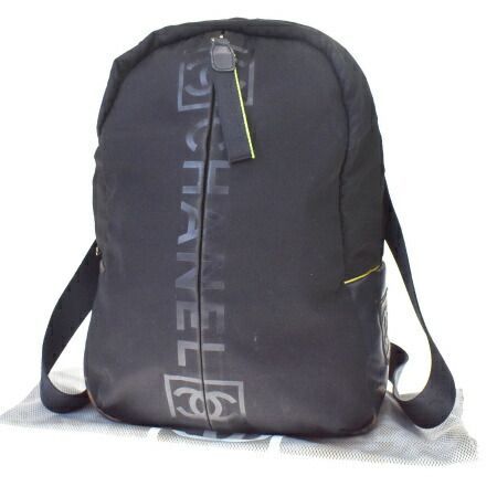 【中古】 中美品 シャネルスポーツ CHANEL SPORT リュックサック バックパック バッグ ココマーク ブラック ナイロン ラバー 32MC967