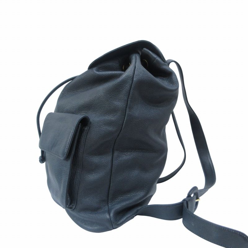 ヒロフ リュック レザー 巾着タイプ ゴールド金具 ブラック ヒロフ リュック レザー 巾着タイプ ゴールド金具 ブラック